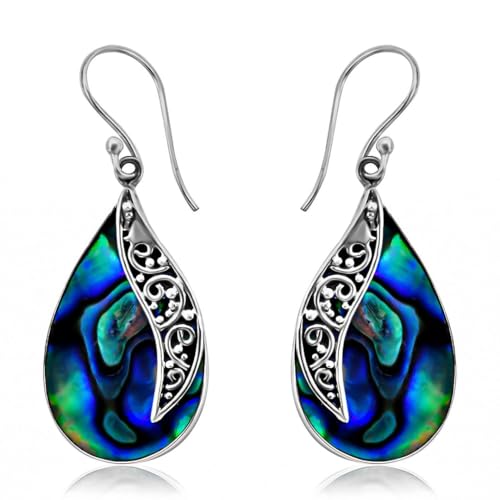 shop lc 925 sterling silver abalone shell dangle drop elegant earrings costume jewelry for women birthday gifts for women