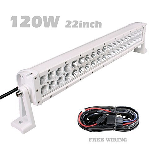 Solidex 120w 22 inch 7200LM Off Road Led Light Bar Spot Flood Combo IP68 Free Wiring Harness White