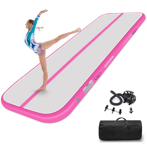 Estgora Gymnastics Mat For Tumbling 6.6ft Tumble Track 4 Inch Thick Inflatable Gymnastic Training Equipment For kids At Home Gym Cheerleading with Electric Pump