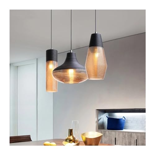 Lustre suspendu en verre moderne et métal pour salle à manger contemporaine