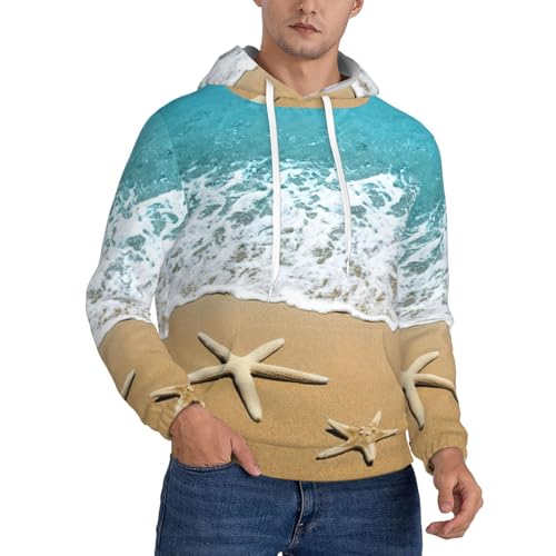 Pull chaud à capuche en polaire homme contre le froid motif étoile de mer