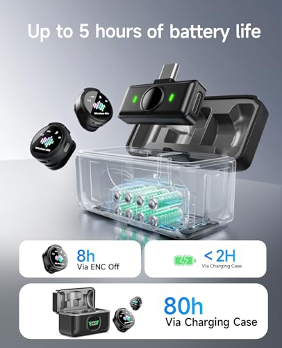 Image of Wireless Lavalier Microphone for iPhone: ๐๐H with Charging Case | Microphone for iPhone & Android -30dB Noise Reduction - Plug & Play - Mini Mic for Vlogging TikTok YouTube