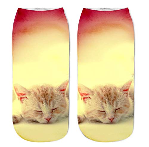 Inf-way 3D Print Casual Socks, Unisex Ankle Socks for Gifts Party (Cats 7 Pairs)4
