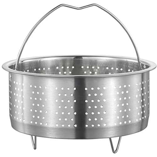 Hemoton Stainless Steel Steamer Basket Metal Steamer Insert Steaming Rack Vegetables Fruit Colander Strainer Food Egg Cooker Pot Dumpling Dim Sum Cookware with Handle 22cm