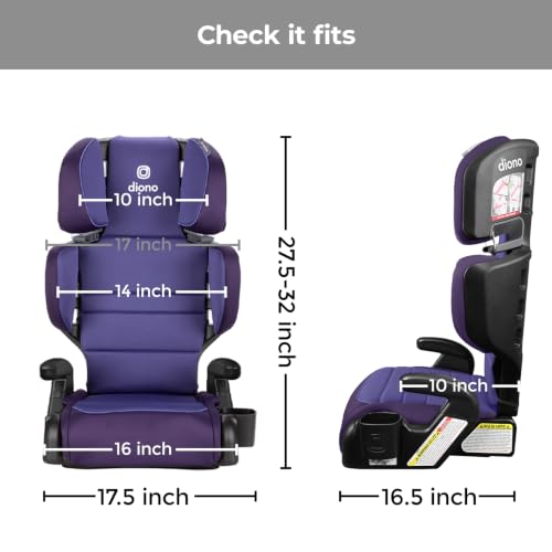Image of Diono Connect3 R 2-in-1 High Back Booster, Slim Fit 3-Across in Many Mid-Sized Sedans and SUVs, for Children from 40-120 lbs., Lightweight with Cupholder, Purple Wildberry