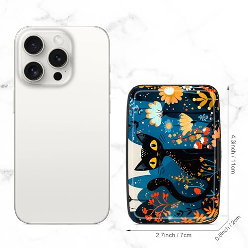 Image of Credit Card Holder, Mini Aluminum Card Wallet RFID Blocking Slim Metal Hard Card Case for Women Men, Cute Cat