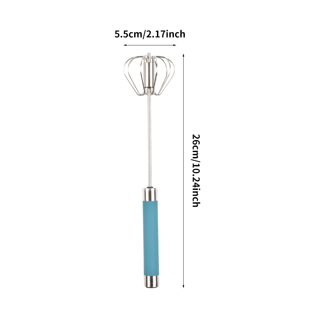 Halfautomatische roestvrijstalen garde, duwen garde | Halfautomatische roterende handmixer handmatige eiergarde | Keukengereedschap, niet-klevende garde, eierklopper met lange steel voor melk