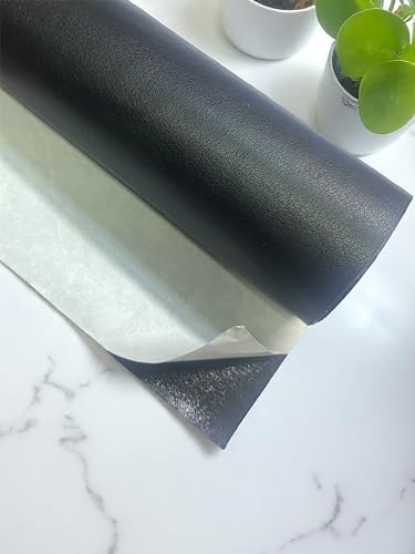 Varan Tekstil Yapışkanlı Siyah Suni Deri Kumaş 100 * 140 Cm