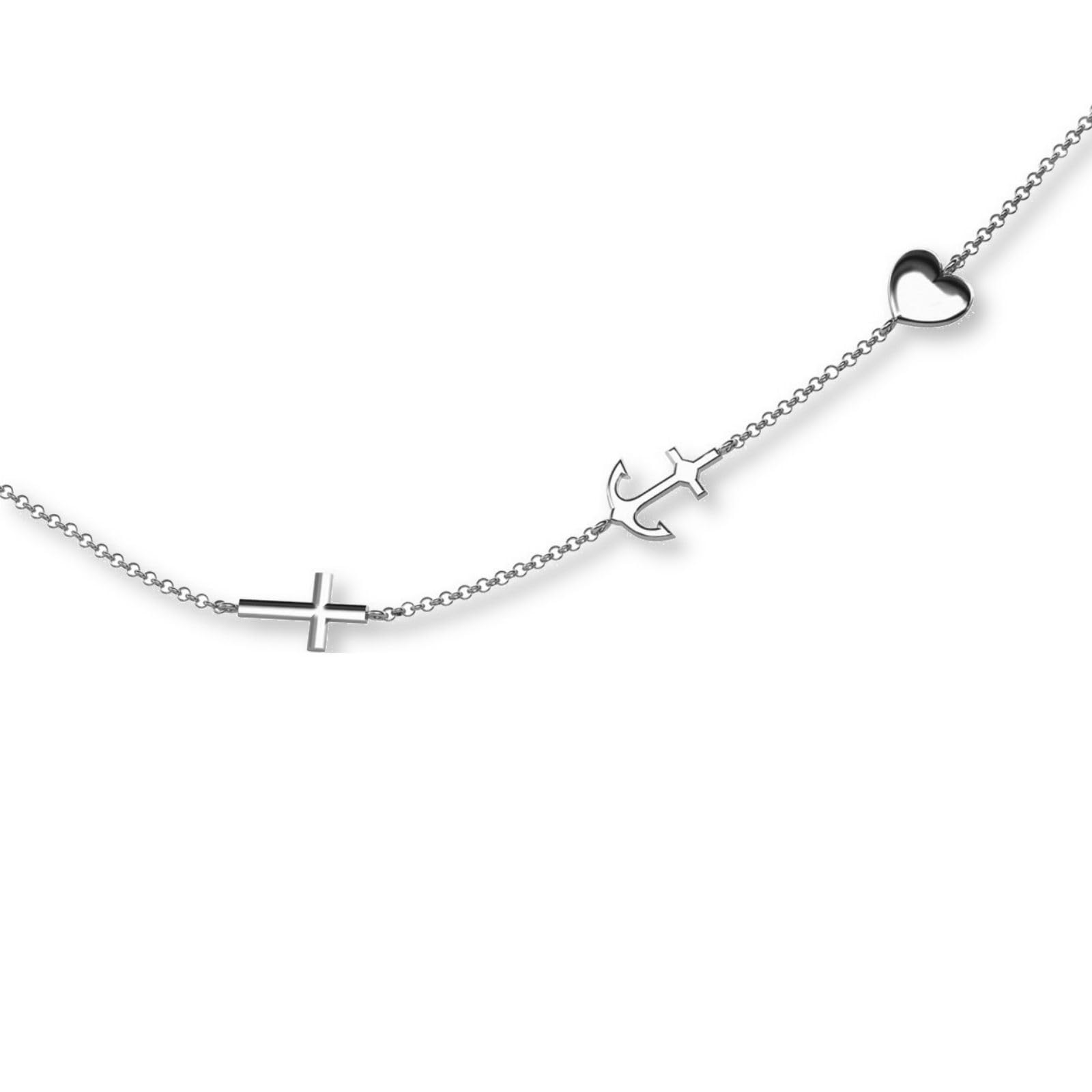 LillyMarie Sterlingsilber Halskette Mit Kreuz Anker Herz Anhänger Symbolisiert Glaube Liebe Hoffnung