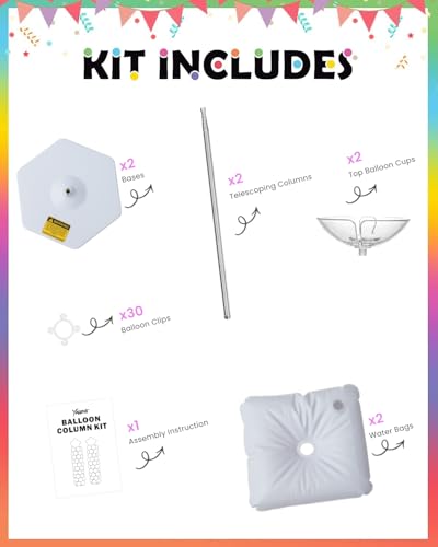 YALLOVE Balloon Column Stand Kit Sets of 2, 7 Feet Height Adjustable Balloon Tower Pillar with Reusable Metal Telescopic Design for Birthday, Wedding, Baby Shower, Graduation Party Decoration - Image 4