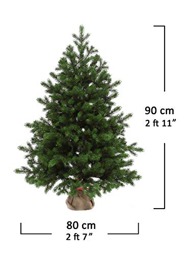 eveXmas Kunstkerstboom, 90 cm, dennenboom, traditioneel groen, 137 takken, 100% PE-punten, incl. decoratieve standaard in zaklinnen - Image 3