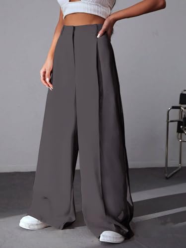 Image of GRECIILOOKS Women High Rise High Waist Trousers Flared Korean Style Formal Pants| Elegant Workwear for Office, College & Events (Available in Plus Size)