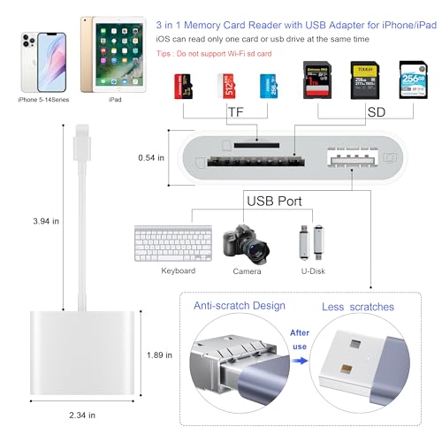 image for SZHAIYIJIN SD Card Reader for iPhone, Memory Card Reader with USB Came