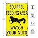 Retro Funny Metal Sign Sheet Signs Tin Sign,Squirrel Feeding Area Watch Your Nuts,Outdoor Home Wall Decoration,Size：8x12inch