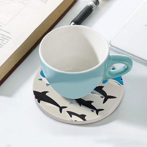 Dessous de verre absorbant requin en céramique évite les rayures de table - 6