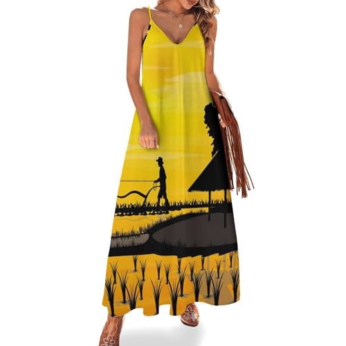 Robe longue femme été sans manches style maxi pour plage et voyages confortables