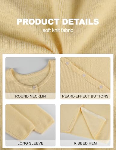 Lviefent Women Knit Cardigans Lightweight Casual Crew Neck Button Down Long Sleeve Sweater Jumper Layer Top4