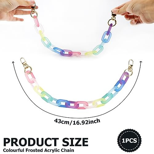 Image of Colorful Acrylic Chain Strap, Handbag Chain Replacement, Rainbow Resin Crossbody Bag Decoration Chain, Mini Clutch Bag Chain Strap (43CM)