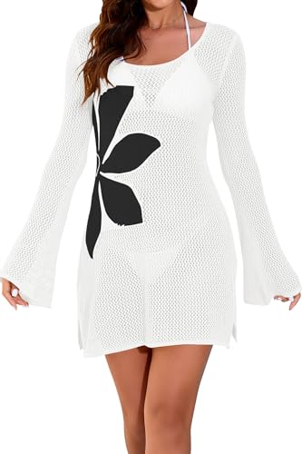 Image of Cakulo Women's Swimsuit Cover Up Crochet Beach Floral Dress