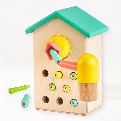Image of Curious Cub Magnetic Bird Feeder, Montessori Magnet Toys for Kids | Wooden House Shape 2+ Years Kids Activity Toy, Improves Hand-Eye Reflexes, Colorful Educational Montessori Game for Toddlers