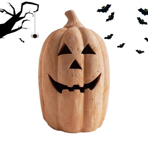 Calabaza iluminada | Linterna de calabaza de Halloween | Lámparas sin llama de iluminación espeluznante, para dormitorio, noche, decoración de interiores, porche, fiesta, jardín, hogar, césped, puerta