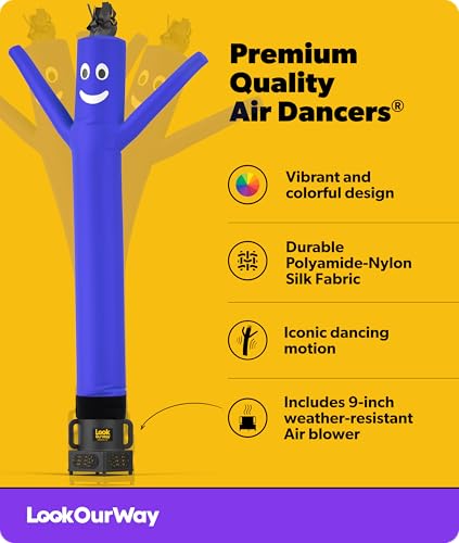 Image of LookOurWay Air Dancers Wacky Waving Inflatable Tube Guy - 7ft Tall Inflatable Advertising Waving Dancing Man with Sky Dancer Blower - Blue