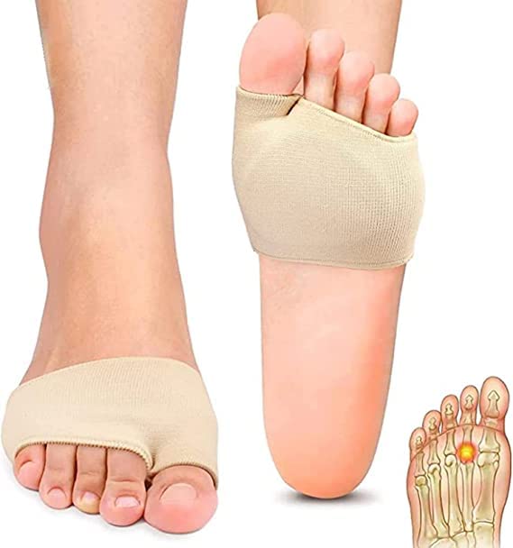 Fiondrix Forefoot Pad For Women Men Metatarsal Foot Pads Support Flat Foot Arch Support For Pain Relief For Women Ball Of Foot Cushion Pad Sleeve Hallux Valgus Bunion Support Pad (Beige) 1 Pair