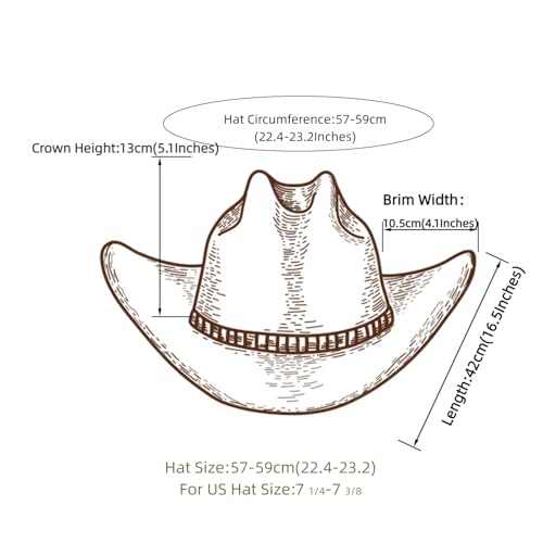 Cowboy Hat for Women and Men- Cowgirl Hat Straw Cattleman Western Hats for Music Festival Party Beach3