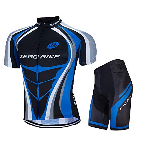 ZEROBIKE Men's Short Sleeve Breathable Cycling Jersey Set 3D...