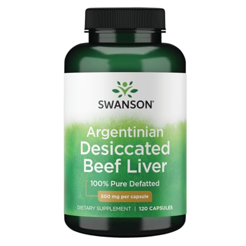 Swanson 100% Pure Defatted Desiccated Beef Liver 500 Milligrams 120 Capsules