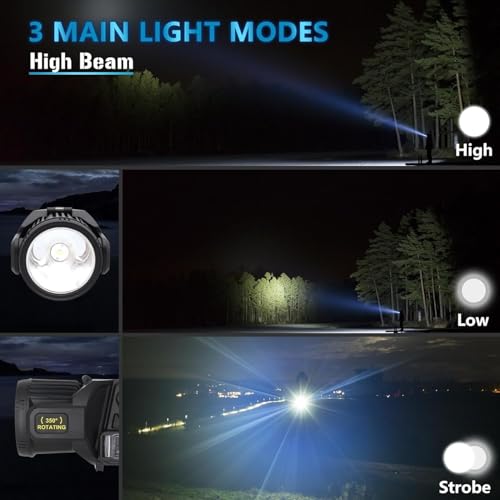 Image of CBEX Rechargeable Spotlight, Super Bright 100,000 LM LED Flashlight Handheld Spotlight 8000mAh Long Lasting Large Flashlight Searchlight and Flood Camping Flashlight with Foldable Tripod Black (PM-05)