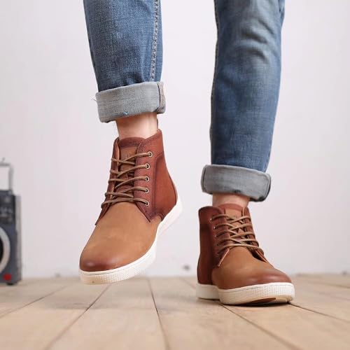 Image of Arkbird Casual Sneaker Boots, High-Top Sneakers Lace-up Leather Chukka Shoes for Men