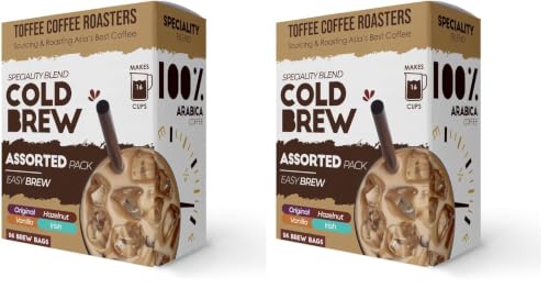 Image of Toffee Coffee Roasters | Assorted Cold Brew Bags| As Seen On Shark Tank | Easy Brew Cold Brew Coffee | Pack of 8 Bags | 100% Arabica Grounded Coffe | Makes 16 Cups