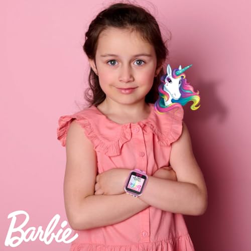 Barbie Kids Smartwatch - Interactive Fun with 10 Watch Faces, Camera, Games, Alarm, Step Tracker & More - Stylish Gift for Girls with Printed Unicorn & Mermaid Straps - Fits Wrists 5.5'' to 8.0"3