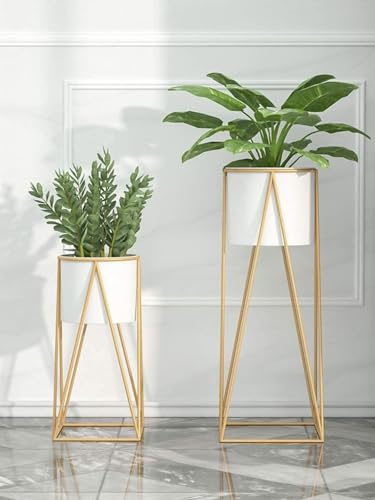 Planters For Indoor - Outdoor Plants & Modern Metal Floor Tall Pl...