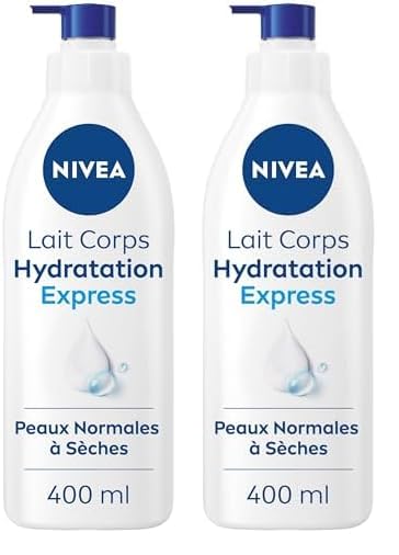 NIVEA Lait corps Hydratation Express 72h (1 x 400 ml) — Lait hydratant à l'Acide Hyaluronique pur — Soin pour le corps hydratant rapide — Sérum nourrissant peaux...