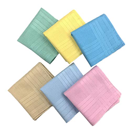 MENDENG Men's Cotton Plaid Stripe Handkerchief Square Decorative Suit Lot 6pcs