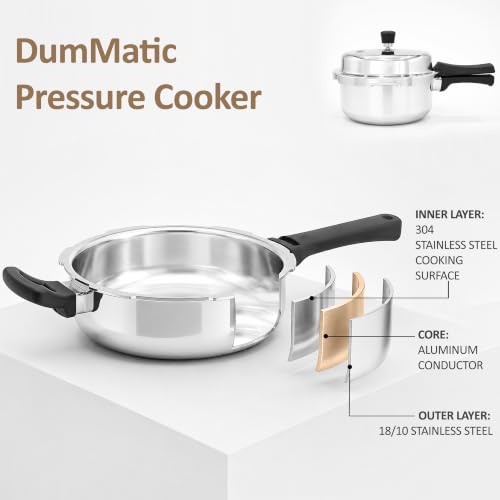 Image of SOLARA Triply Outer Lid Pressure Pan 3 Litre | 3-Ply Stainless Steel | Induction & Gas Compatible | Uniform Heat Distribution | ISI Certified | Silver