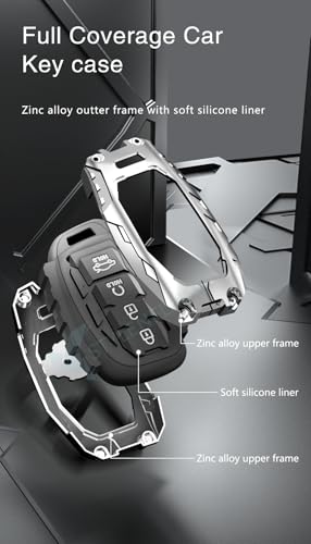 Image of Transformer Series Car Key Cover Compatible with Creta 2024 2025 2026, Venue, Alcazar | 4 Button Metal Smart Key Case | Premium Waterproof Soft Silicone Key Shell with Keychain