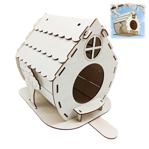 DIY Hanging Wooden Bird House for Garden,Weatherproof Nest Box & Feeder – Ready Assembled Outdoor Decor for Bird Lovers,Small Birds Shelter with Hanging Cord,Garden Accessories Gift,Pack of 1