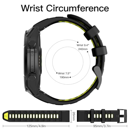 Image of OVERSTEP Compatible with Fenix 8 51mm Watch Bands, 26mm Soft Siliocne Strap for Garmin Fenix 5X /Fenix 5X Plus /Fenix 6X /Fenix 6X Pro /Fenix 7X /Fenix 7X Pro Smartwatch