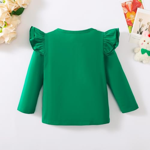 Image of Magic Park 1-14Y Toddler Ruffle T Shirt Girls Solid Color Blouse Kids Girl Short Long Sleeve Tops Casual Tee