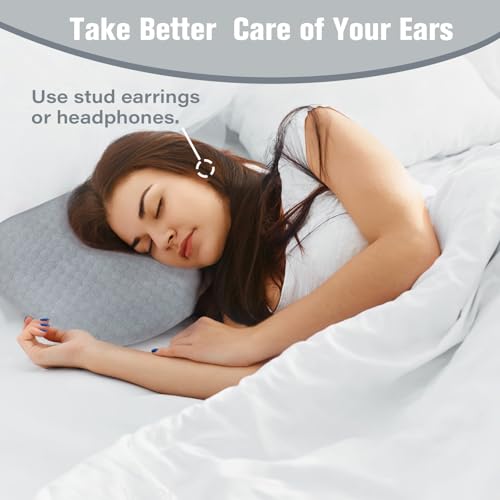 Ear Piercing Pillow for Side Sleepers, Ear Pillows with Holes for Pain, Earring Inflammation Pressure Sores, Cotton Earring Pillow for CNH Side Sleepers