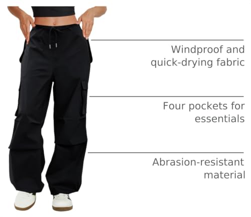 COPYLEAF Low Waist Parachute Cargo Pants