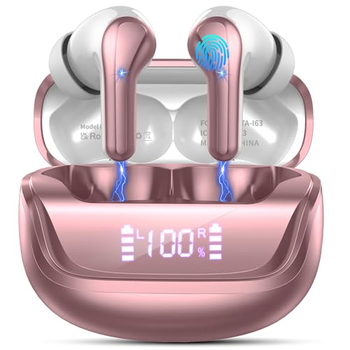 Donerton Auriculares Inalambricos, In-Ear Auriculares Bluetooth 5.4 con Cancelacion Ruido Mic, 45H Estéreo HiFi Cascos Inalambricos Bluetooth IP7 Impermeable/Pantalla LED/Carga Rápida Earbuds