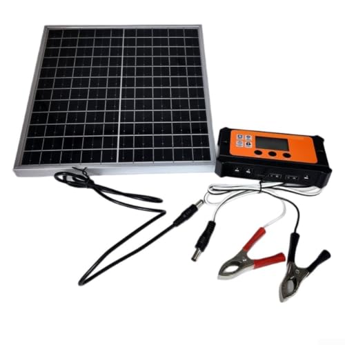 Kit de panel solar portátil de 12 W Ip65 impermeable de silicona monocristalina con puerto rápido de CC para jardín, hogar, caravana, fuente de alimentación marina, naranja (20 A)