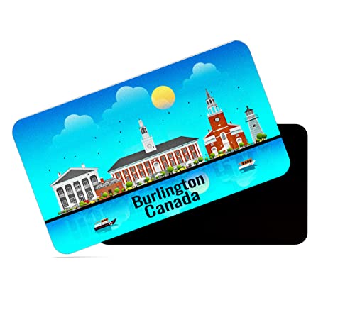 Image of dhcrafts Rectangular Rubber Fridge Magnet /Magnetic Card Blue Canada Burlington Design Pack of 1 (8.6cm x 5.4cm)