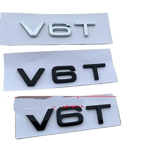NBCNZCTSAS V6T V8T V10 W12 Letter Number Emblem Fit For Audi A4L A5 A6L A7 A8L TT RS7 SQ5 Car Styling Side Rear Trunk Badge Logo Sticker(Glossy black,V6T 2pcs)
