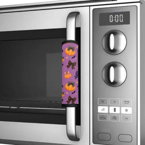 Image of Halloween Fridge Handle Covers Set of 6 Pumpkin Bow Kitchen Appliances Gloves Anti-Static Refrigerator Handle Protector Microwave Oven Dishwasher Handles Protector