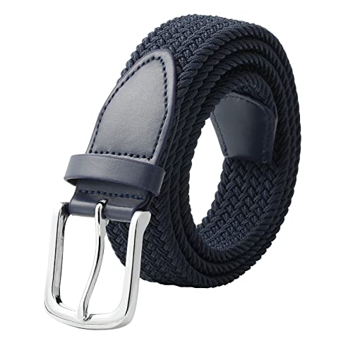 Kajeer Men Women Braided Belts Stretch Elastic Golf Belt - Woven Belt For Casual Fabric Jeans Pants (Navy Blue, Fits Waist From 36-49") #TOP12